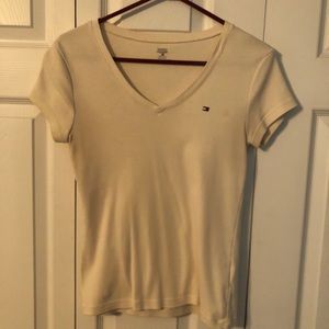 Tommy Hilfiger Cream V-Neck T-shirt
